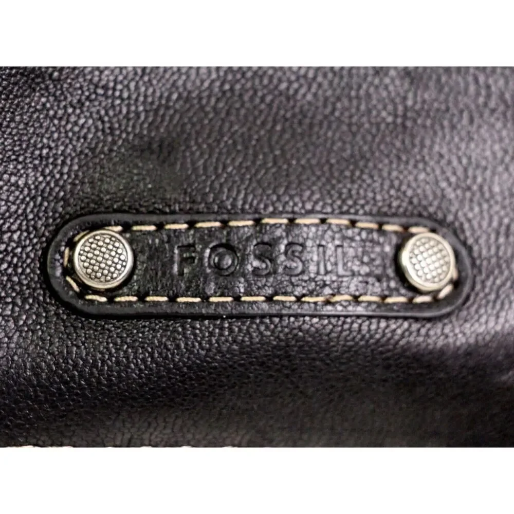 Fossil BLACK GENUINE LEATHER GLASSES SUNGLASSES CASE Sz 7"x3.5" - Picture 3 of 9